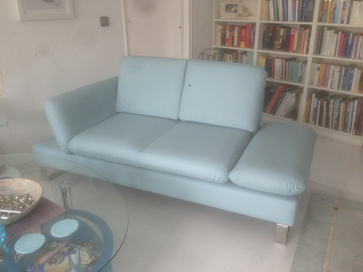 Kundenfoto Lücking - Sofas Joy im Echtleder Farbe hellblau
